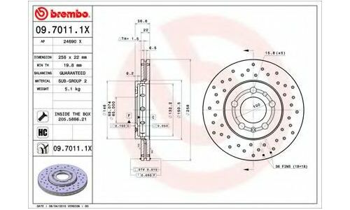 Диск тормозной Brembo, арт. 0970111X