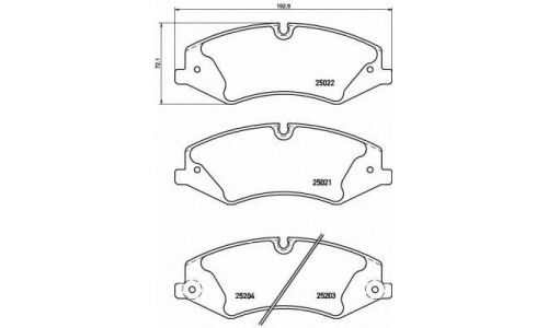 Колодки тормозные дисковые Brembo, комплект на ось (4 шт), арт. P44022