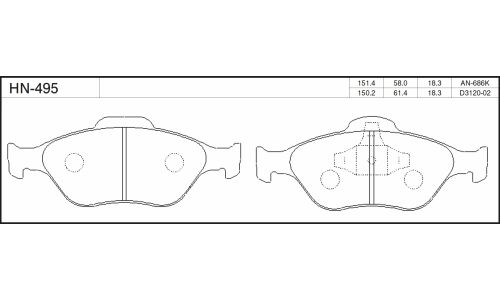 Колодки тормозные jFBK дисковые, арт. HN-495