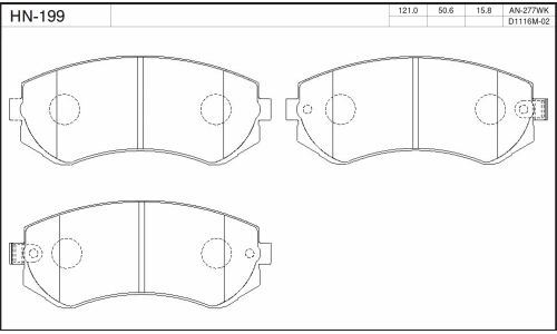 Колодки тормозные дисковые jFBK, задние, комплект на ось (4 шт), арт. HN-199
