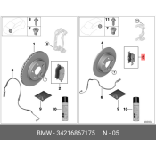 Колодки тормозные дисковые BMW, задние, комплект на ось (4 шт), арт. 34 21 6 867 175