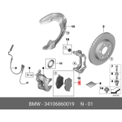 Колодки тормозные дисковые BMW, передние, комплект на ось (4 шт), арт. 34106860019