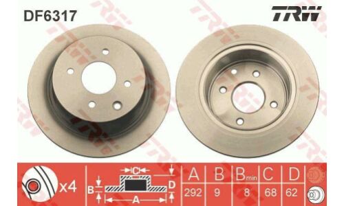 Диск тормозной | зад TRW, арт. DF6317