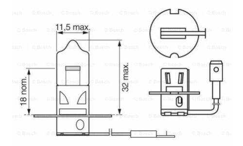 Лампа галогенная Bosch ECO H3 (PK22s, T12), 12В, 55Вт, 3200К, 1 шт, арт. 1 987 302 802