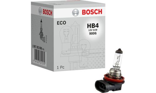 Лампа галогенная Bosch ECO HB4(9006) (P22d, T12), 12В, 51Вт, 1 шт, арт. 1 987 302 808