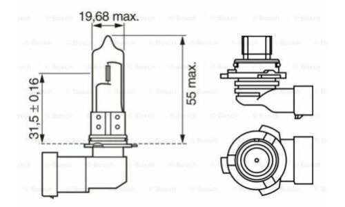 Лампа галогенная Bosch ECO HB4(9006) (P22d, T12), 12В, 51Вт, 1 шт, арт. 1 987 302 808