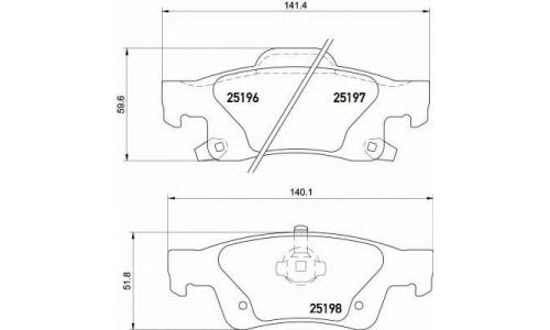 Колодки тормозные дисковые Brembo, комплект на ось (4 шт), арт. P37016