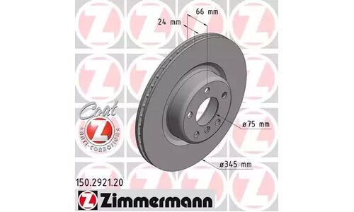 Диск тормозной Zimmermann, задний, арт. 150.2921.20