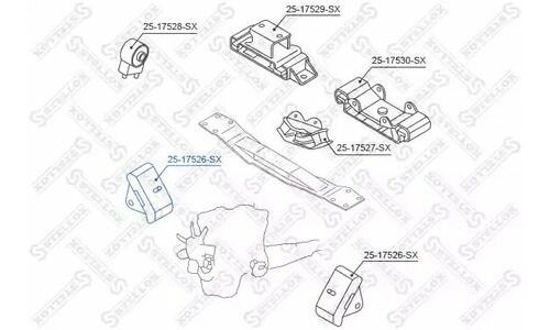 Опора двигателя передняя Mitsubishi L20 Stellox, арт. 25-17526-SX