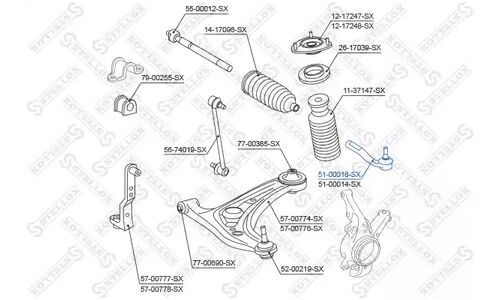 Наконечник рулевой левый Nissan Tiida C Stellox, арт. 51-00018-SX