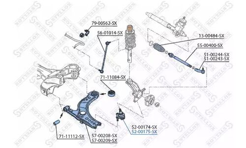 Шаровая опора нижн. п. VW Polo 1.2-1.6 01> | перед прав Stellox, арт. 52-00175-SX