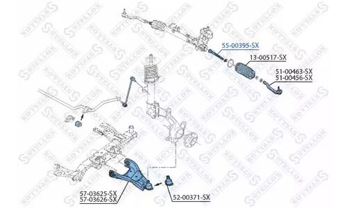 Тяга рулевая Renault Duster, Dacia | перед Stellox, арт. 55-00395-SX