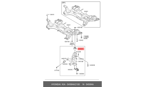 Сайлентблок переднего рычага Hyundai/Kia, арт. 54584-A2100