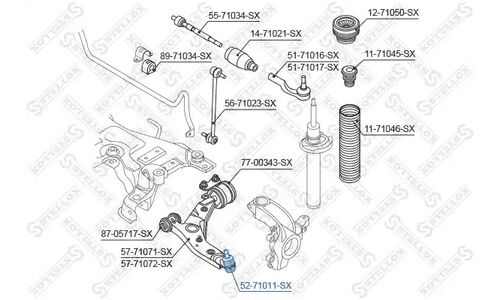 Шаровая опора нижн. л.+п. Mazda 3 BK3P 03> | перед прав/лев Stellox, арт. 52-71011-SX