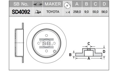 Диск тормозной  (42431-02070) Sangsin, арт. SD4092