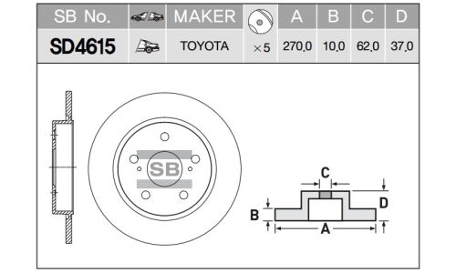 Диск тормозной  (42431-02170) | зад Sangsin, арт. SD4615