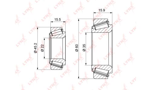 Подшипник ступицы колеса LYNXauto, арт. WB-1083