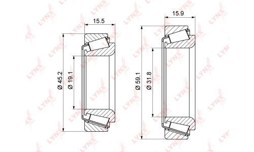 Подшипник ступицы колеса к-т 2шт. | перед LYNXauto, арт. WB-1378