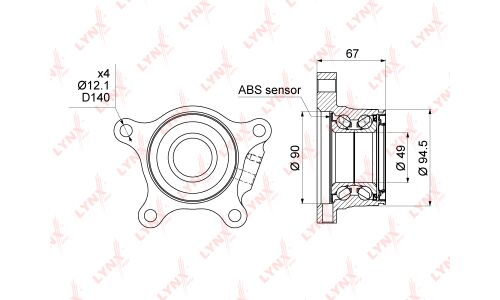 Ступица колеса LYNXauto, арт. WB-1490
