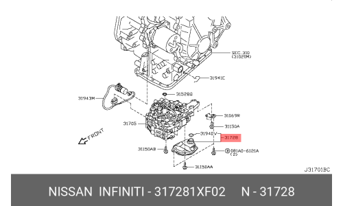 Фильтр масляный АКПП Nissan, арт. 31728-1XF02