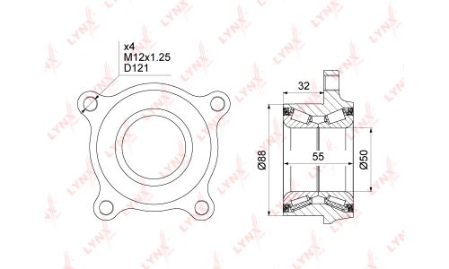 Подшипник ступицы колеса LYNXauto, арт. WB-1486