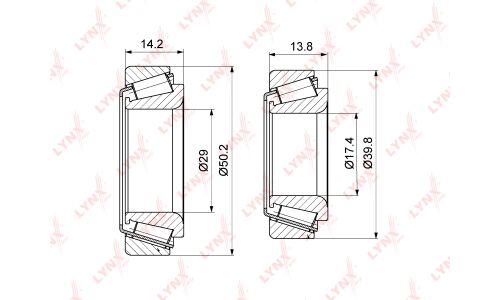 Подшипник ступичный к-т 2 шт. | зад LYNXauto, арт. WB-1275