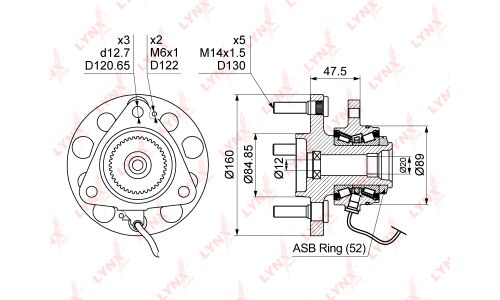 Ступица колеса LYNXauto, арт. WH-1161
