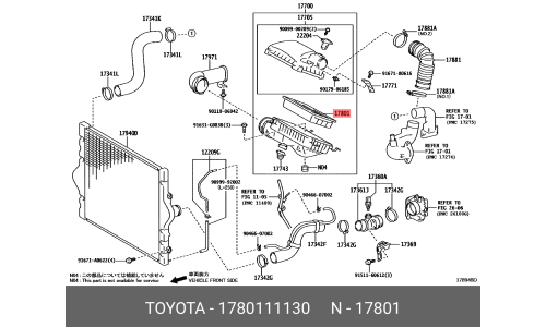 Фильтр воздушный Toyota, арт. 17801-11130