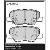Колодки тормозные дисковые Allied Nippon, задние, комплект на ось (4 шт), арт. ADB32238