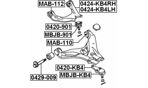 Болт регулировочный (эксцентрик) Febest 0429-009, для Mitsubishi (OEM MN125376)