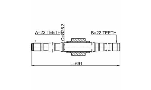 Полуось Febest, правая, арт. 0212-E11MT16L