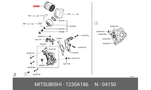 Фильтр масляный Mitsubishi, арт. 1230A186