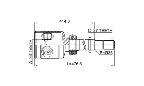 Шрус внутренний 33x33x27 | перед прав Febest, арт. 0211-J1020GRH