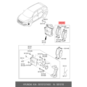 Колодки тормозные дисковые Hyundai/KIA, передние, комплект на ось (4 шт), арт. 58101D7A50
