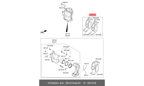 Колодки тормозные дисковые Hyundai/Kia, арт. 58101-D4A20