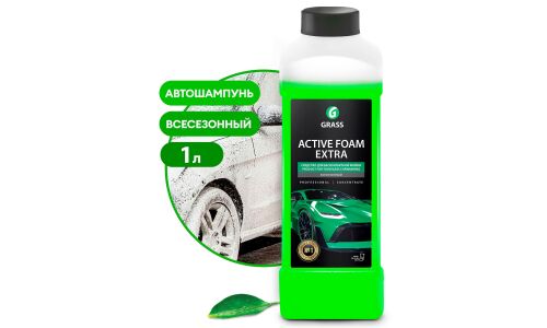 Автошампунь Grass Active Foam Extra, для бесконтактной мойки, концентрат, бутылка 1л, арт. 700101