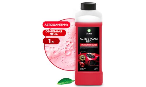 Автошампунь Grass Active Foam Red, для бесконтактной мойки, концентрат, бутылка 1л, арт. 800001