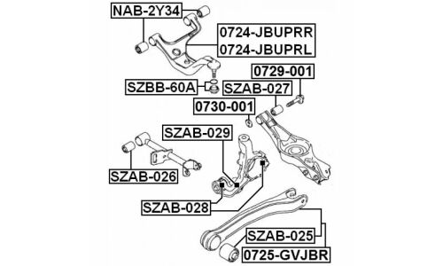 Шайба-эксцентрик Febest 0730-001, для Suzuki (OEM 46333-65J00-000, 46333-65J00)