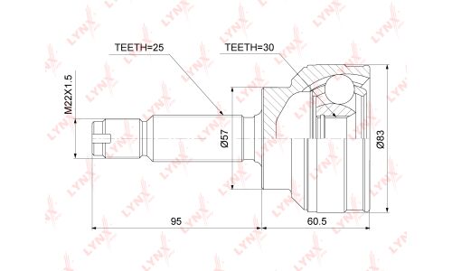 ШРУС LYNXauto, внешний, арт. CO-3862