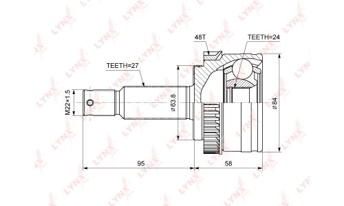 ШРУС LYNXauto, внешний, арт. CO-3866A