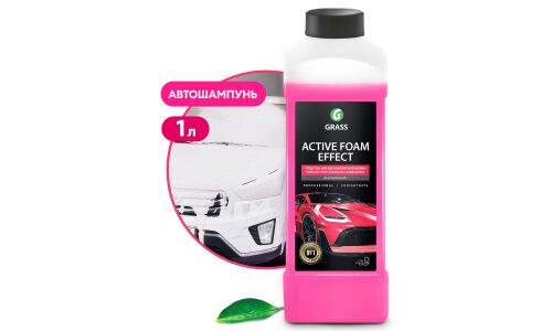 Автошампунь Grass Active Foam Effect, для бесконтактной мойки, концентрат, бутылка 1л, арт. 113110