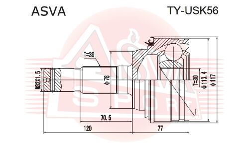 ШРУС Asva внешний, арт. TY-USK56