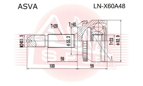 ШРУС Asva, передний, внешний, арт. LN-X60A48