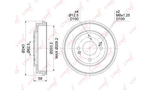 Барабан тормозной LYNXauto, арт. BM-1072