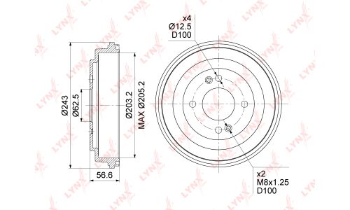 Барабан тормозной LYNXauto, арт. BM-1069