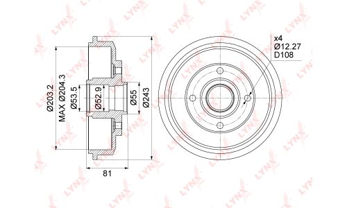Барабан тормозной LYNXauto, арт. BM-1040