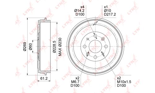Барабан тормозной | зад прав/лев LYNXauto, арт. BM-1037