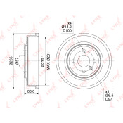 Барабан тормозной LYNXauto, арт. BM-1139