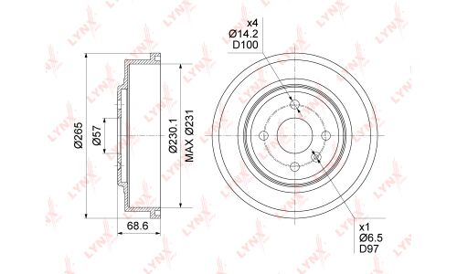 Барабан тормозной LYNXauto, арт. BM-1139