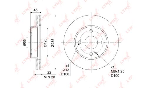 Диск тормозной LYNXauto, арт. BN-1067